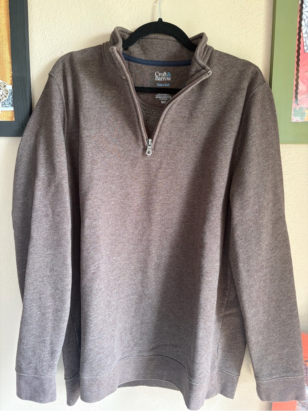 croft & barrow Men's Brown Heather Quarter-Zip Pullover